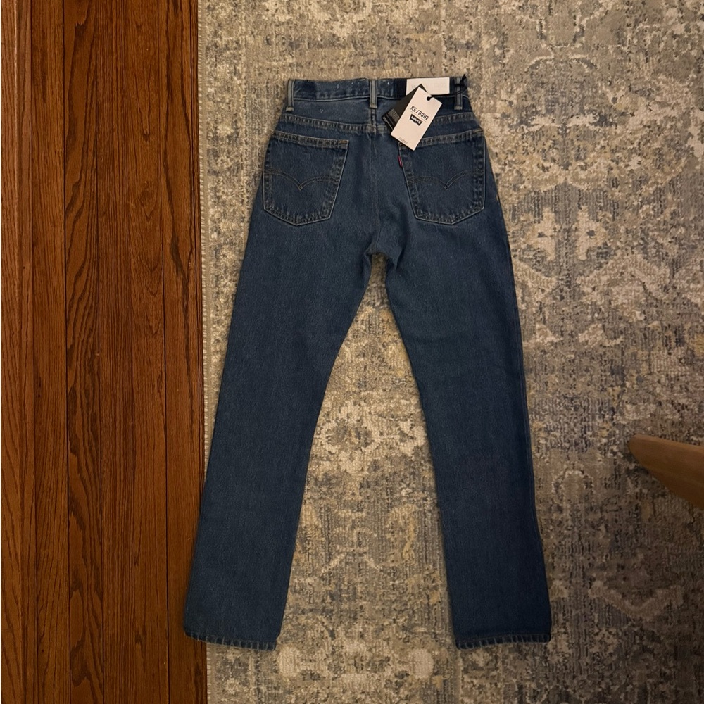 Re/Done Women’s 70's Straight Leg Jeans in Dark Blue Denim